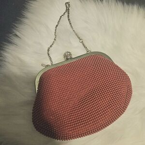 Vintage Beaded Clutch with Silver Chain